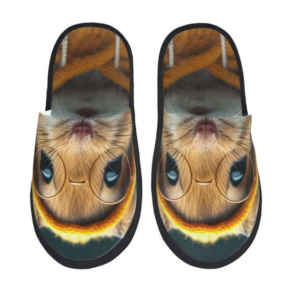 Bixox Men's Women's Modern Yellow Sweater Guinea Pig Patterned Plush House Slippers, Memory Foam Slippers, Indoor and Outdoor Warm Plush Bedroom Shoes, Soft Flat Sole, Comfortable and Non-slip