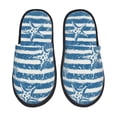 thumbnail image 1 of Bixox Men's Women's Ocean on Striped Patterned Plush House Slippers, Memory Foam Slippers, Indoor and Outdoor Warm Plush Bedroom Shoes, Soft Flat Sole, Comfortable and Non-slip, 1 of 5