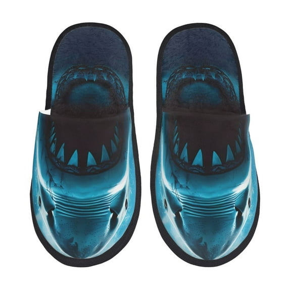 Bixox Men's Women's Open-Mouthed Shark Patterned Plush House Slippers, Memory Foam Slippers, Indoor and Outdoor Warm Plush Bedroom Shoes, Soft Flat Sole, Comfortable and Non-slip