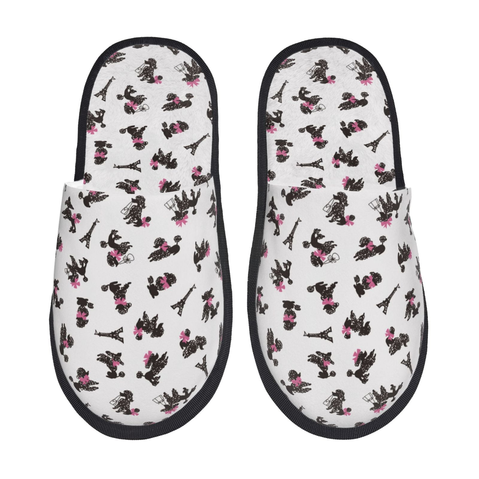 Bixox Men's Women's Poodle Dog Patterned Plush House Slippers, Memory