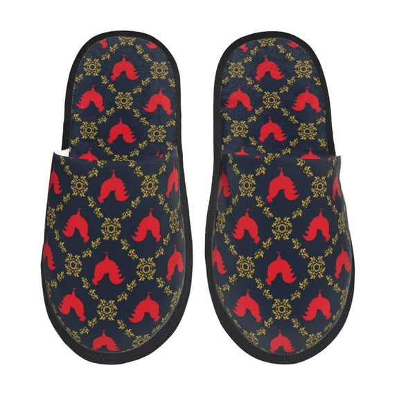 Bixox Men's Women's Red Rooster Patterned Plush House Slippers, Memory Foam Slippers, Indoor and Outdoor Warm Plush Bedroom Shoes, Soft Flat Sole, Comfortable and Non-slip