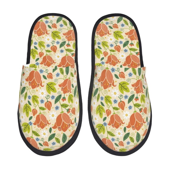 Bixox Men's Women's Rose Daisy Patterned Plush House Slippers, Memory Foam Slippers, Indoor and Outdoor Warm Plush Bedroom Shoes, Soft Flat Sole, Comfortable and Non-slip