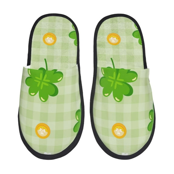 Bixox Men's Women's St Patrick's Day11 Patterned Plush House Slippers, Memory Foam Slippers, Indoor and Outdoor Warm Plush Bedroom Shoes, Soft Flat Sole, Comfortable and Non-slip