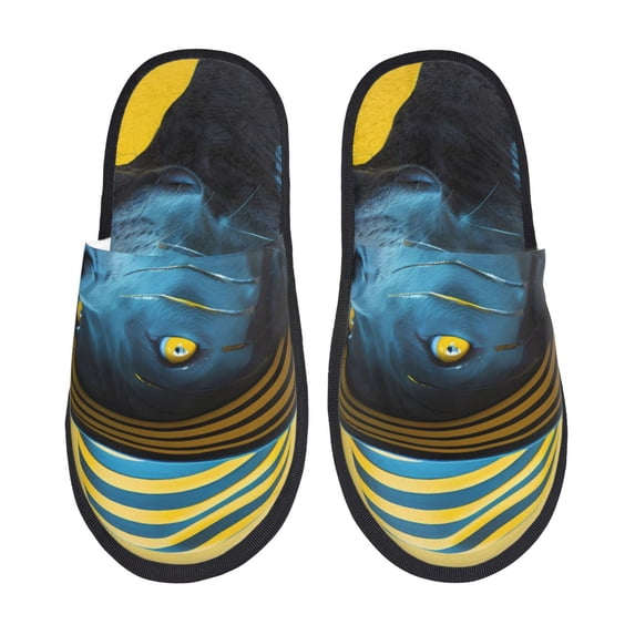 Bixox Men's Women's Stylish Yellow Dog Patterned Plush House Slippers, Memory Foam Slippers, Wear-Resistant, Indoor and Outdoor Warm Plush Bedroom Shoes, Soft Flat Sole, Comfortable and Non-slip