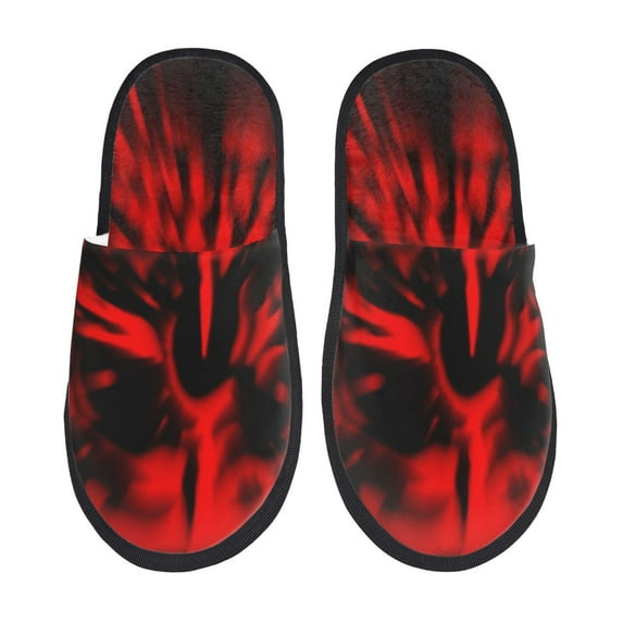 Bixox Men's Women's The Red Head Skull Patterned Plush House Slippers, Memory Foam Slippers, Indoor and Outdoor Warm Plush Bedroom Shoes, Soft Flat Sole, Comfortable and Non-slip