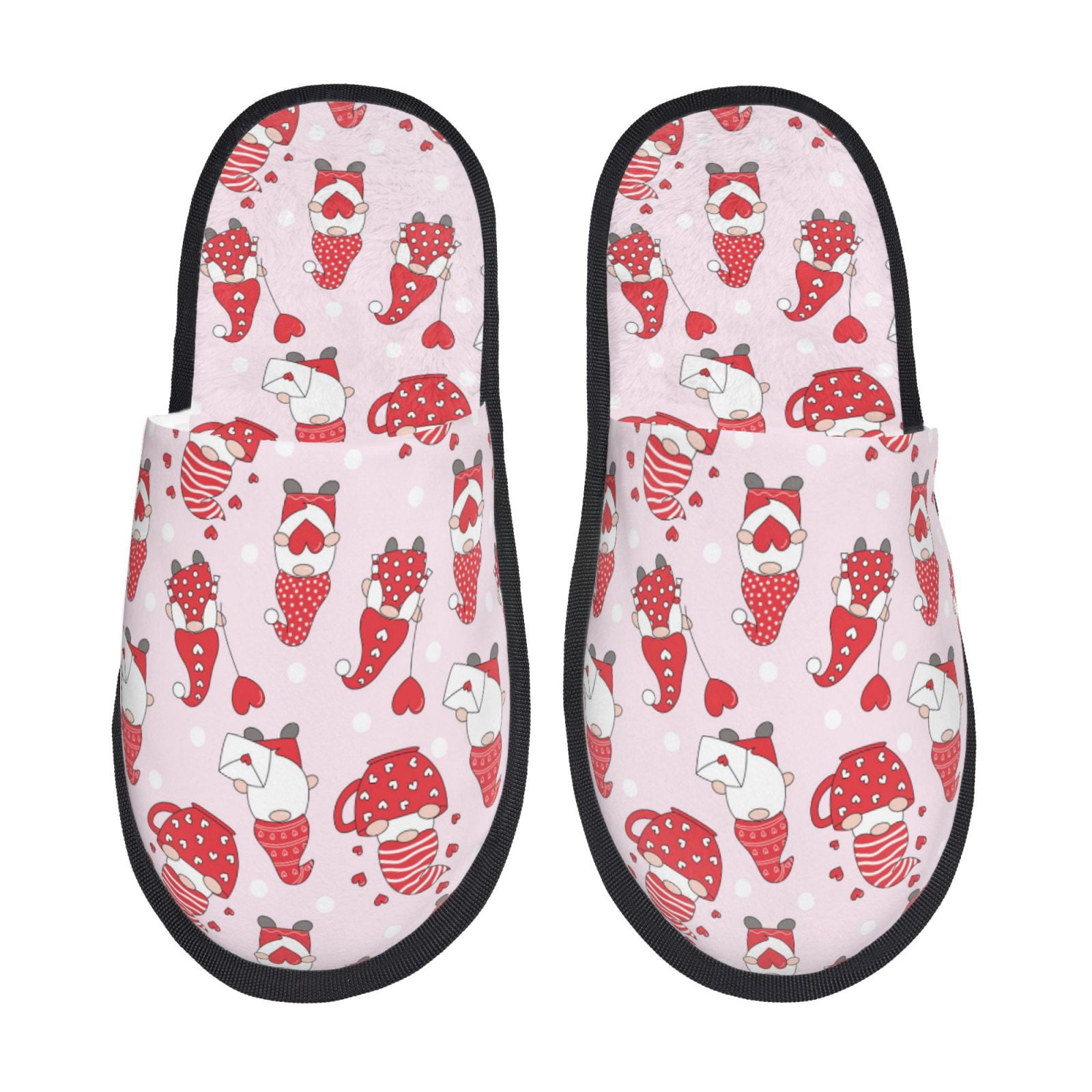 Bixox Men's Women's Valentine Gnomes Patterned Plush House Slippers
