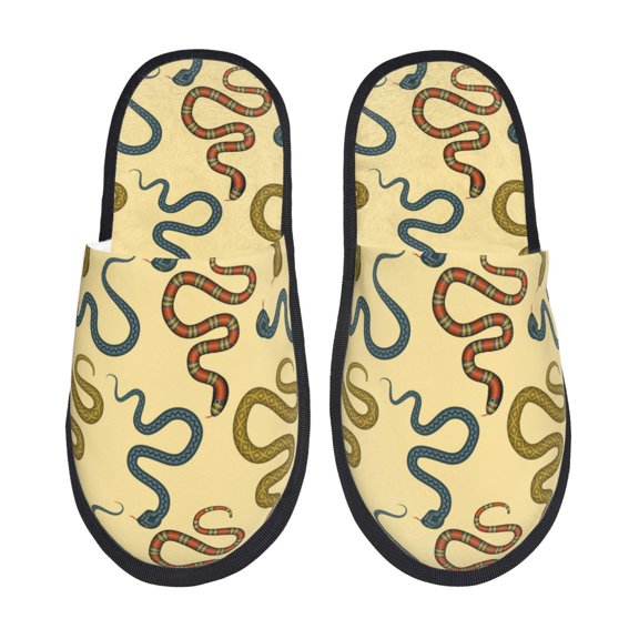 Bixox Men's Women's Various Snake Patterned Plush House Slippers, Memory Foam Slippers, Indoor and Outdoor Warm Plush Bedroom Shoes, Soft Flat Sole, Comfortable and Non-slip