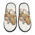 thumbnail image 1 of Bixox Men's Women's Vintage Wild West Cowboy Patterned Plush House Slippers, Memory Foam Slippers, Indoor and Outdoor Warm Plush Bedroom Shoes, Soft Flat Sole, Comfortable and Non-slip, 1 of 5