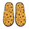 thumbnail image 1 of Bixox Men's Women's Yellow Leopard Print Sunflower Patterned Plush House Slippers, Memory Foam Slippers, Indoor and Outdoor Warm Plush Bedroom Shoes, Soft Flat Sole, Comfortable and Non-slip, 1 of 5
