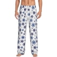 thumbnail image 1 of Bixox Men's blue Snowflake Prints Patterned Pajama Pants with Pockets Lounge Clothes for Home, 1 of 5