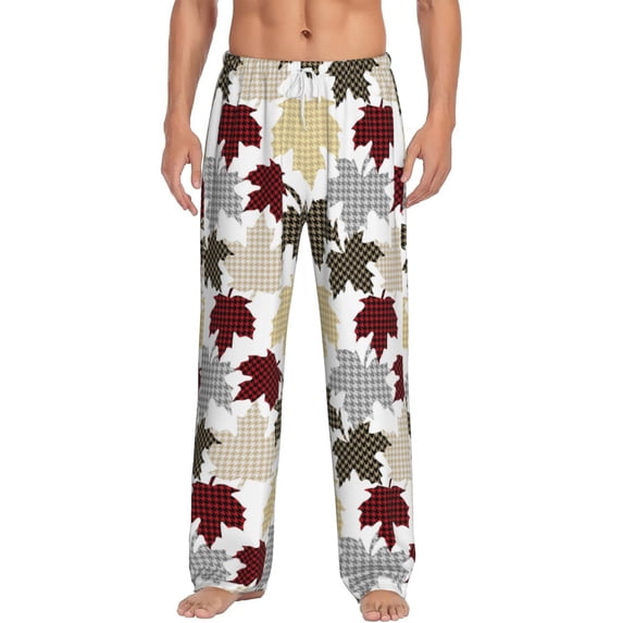 Bixox Men's colorful Maple Patterned Pajama Pants with Pockets Lounge Clothes for Home
