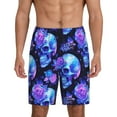 Bixox Men's cool crystal Skull flower printed lightweight casual shorts