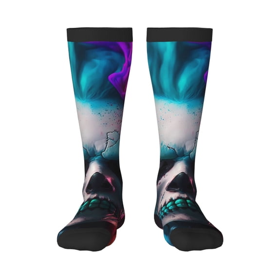 Bixox Modern Abstract Colorful Skull A Patterned Men's and Women's Knee Socks High Socks Outdoor Sports Socks