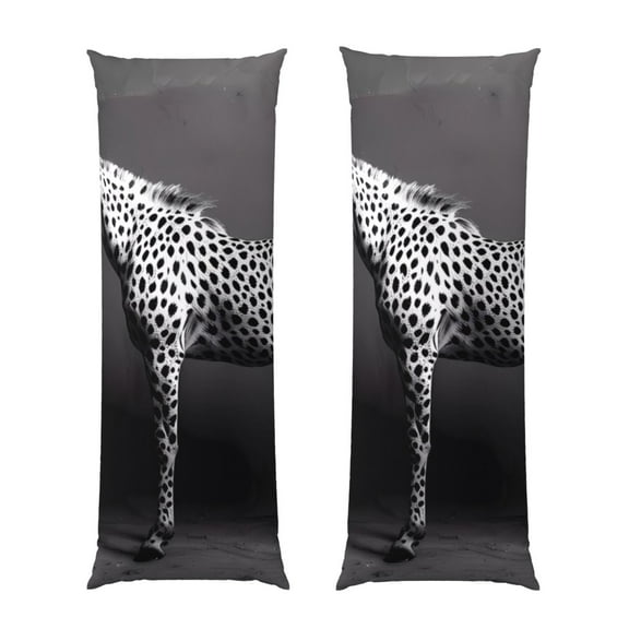 Bixox Monochrome Leopard Horse Print Body Pillow Cover with Zipper Closure, Cozy Fuzzy Fleece Body Pillow Case Cover 20 x 54 Inches,Long Body Pillow Pillowcase