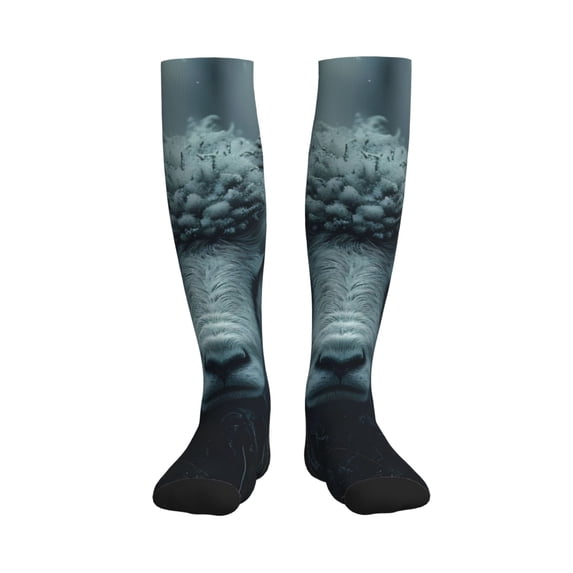 Bixox Moody Ram Portrait Print Compression Socks,Compression Socks Women & Men Circulation for Medical,Running,Athletic