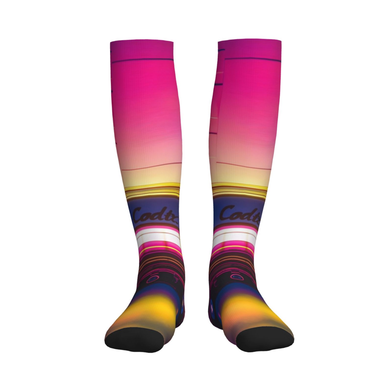 Bixox Neon Cassette Tape Print Compression Socks,Compression Socks ...
