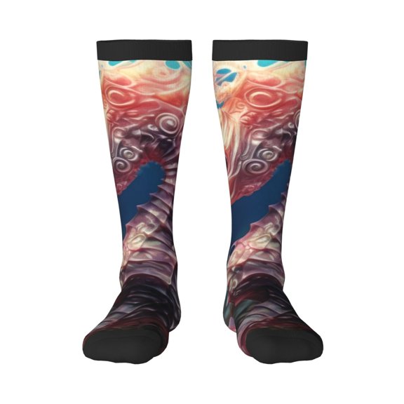 Bixox Ocean Seahorse Patterned Men's and Women's Knee Socks High Socks Outdoor Sports Socks