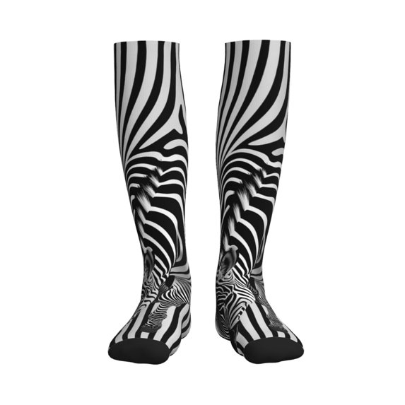 Bixox Optical Zebra Illusion Print Compression Socks,Compression Socks Women & Men Circulation for Medical,Running,Athletic