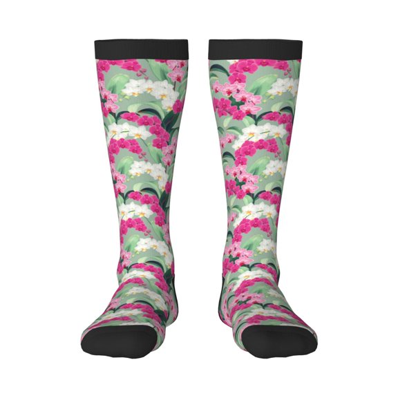Bixox Orchids Flowers Patterned Men's and Women's Knee Socks High Socks Outdoor Sports Socks
