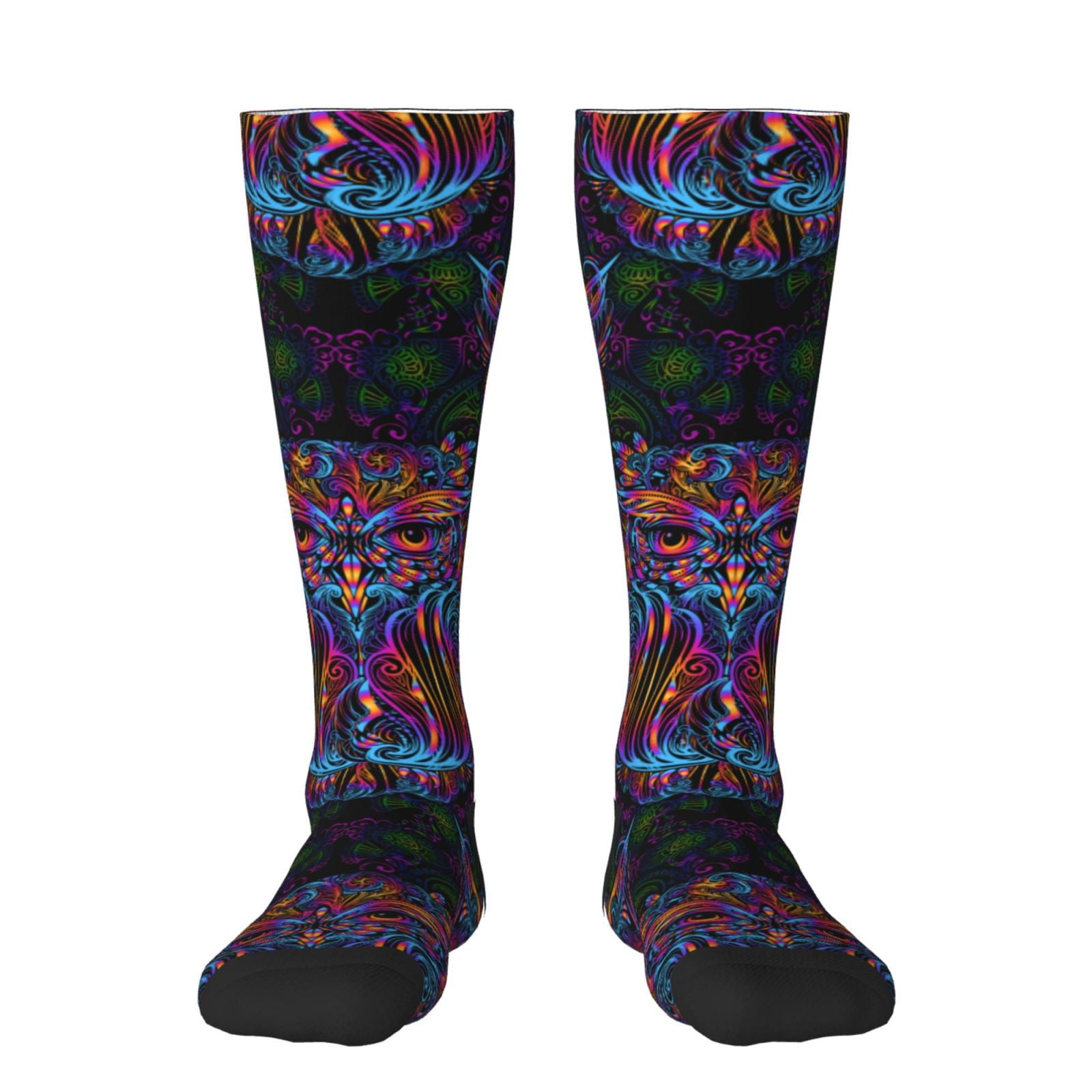 Bixox Paisley And Owls Patterned Men's and Women's Knee Socks High