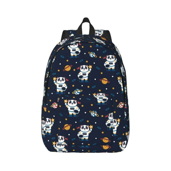 Bixox Panda Astronaut Printing Canvas Backpack Lightweight Casual Travel Backpack School Backpack Fits 15.6 Inch Notebook