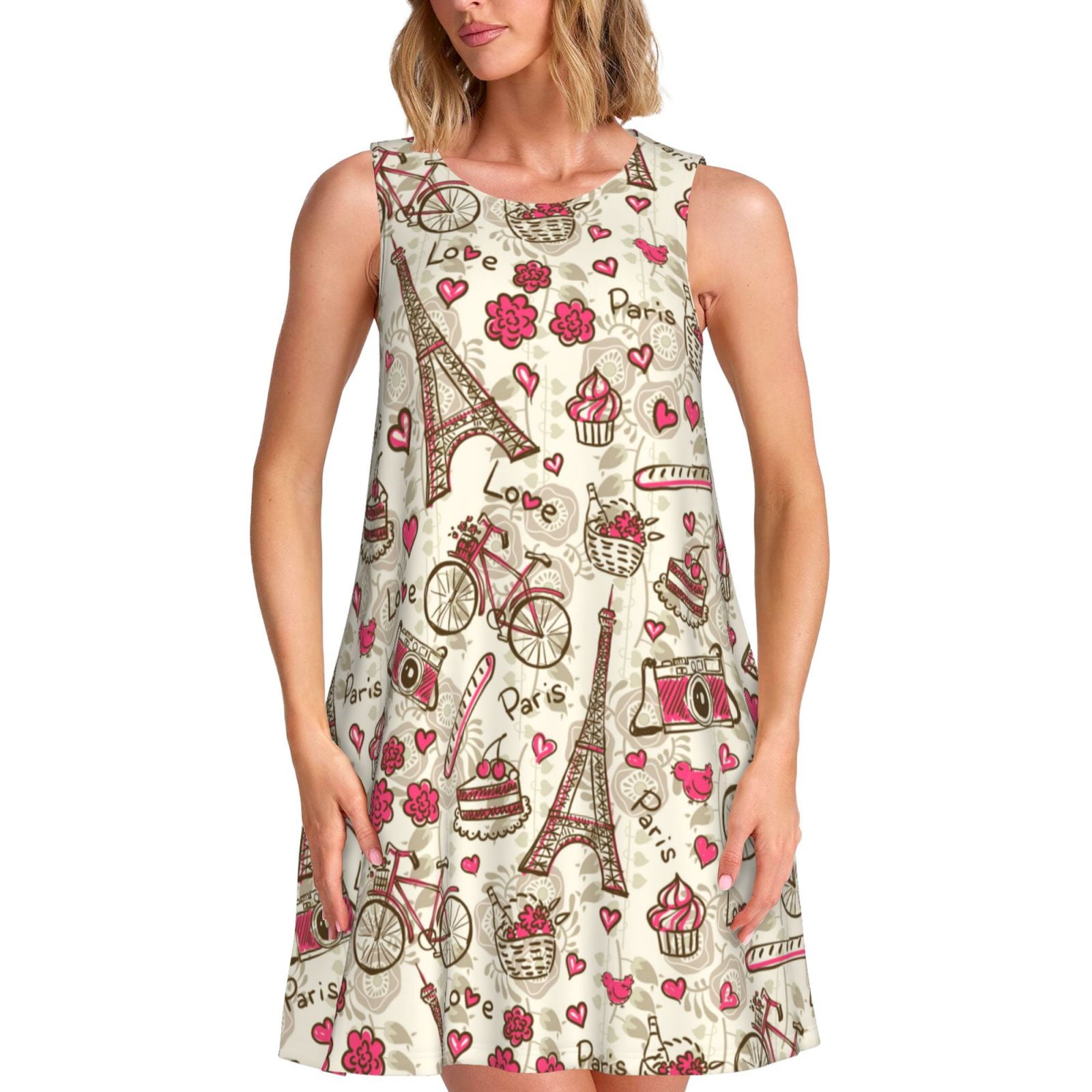 Girls Sleeveless A-Line Dress, Casual Style with Bag