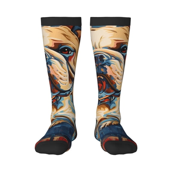 Bixox Patriotic Bulldog Welcome Patterned Men's and Women's Knee Socks High Socks Outdoor Sports Socks