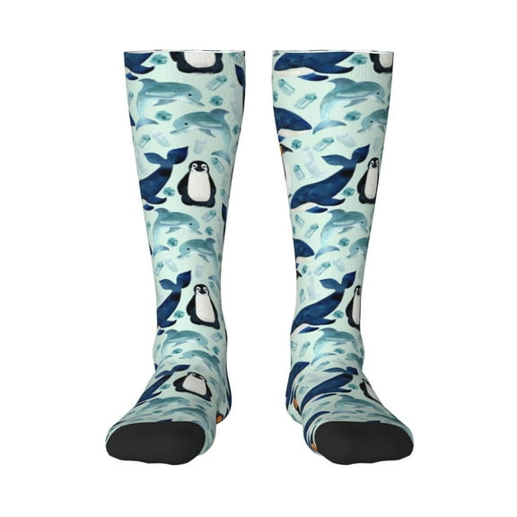 Bixox Penguins Whales Patterned Men's and Women's Knee Socks High Socks Outdoor Sports Socks