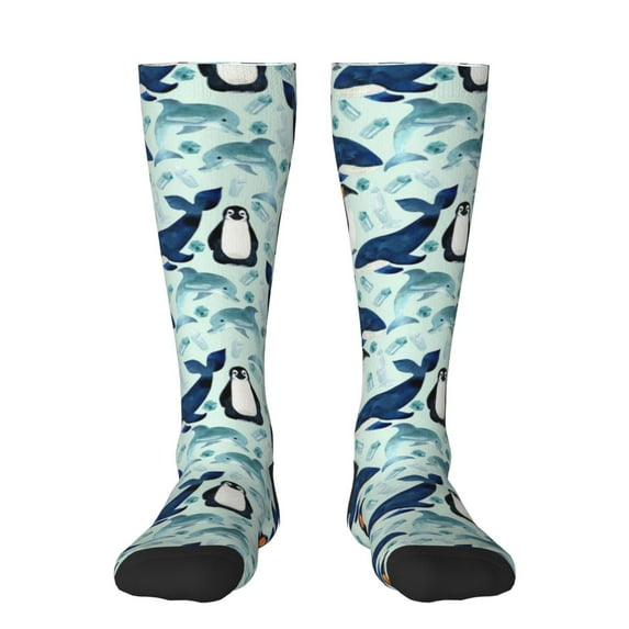 Bixox Penguins Whales Patterned Men's and Women's Knee Socks High Socks Outdoor Sports Socks