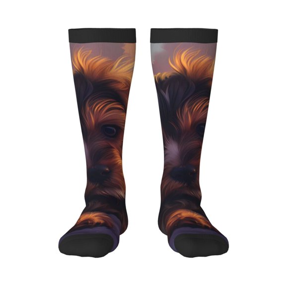 Bixox Puppy Lying On A Cloud Patterned Men's and Women's Knee Socks High Socks Outdoor Sports Socks