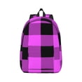 thumbnail image 1 of Bixox Purple Black Buffalo Plaid Printing Canvas Backpack Lightweight Casual Travel Backpack School Backpack Fits 15.6 Inch Notebook, 1 of 5