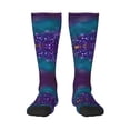 thumbnail image 1 of Bixox Purple and Green Glitter Patterned Men's and Women's Knee Socks High Socks Outdoor Sports Socks, 1 of 5