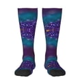 thumbnail image 1 of Bixox Purple and Green Glitter Patterned Men's and Women's Knee Socks High Socks Outdoor Sports Socks, 1 of 5