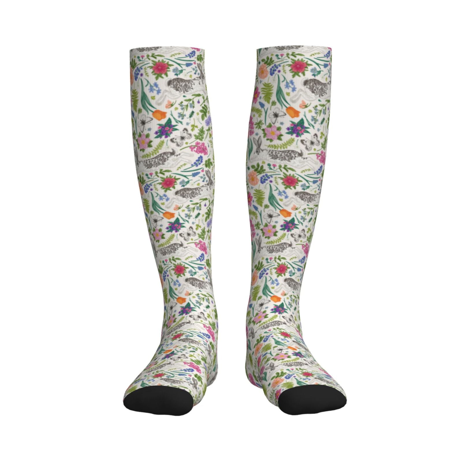 Bixox Rabbit And Butterfly Print Compression Socks,Compression Socks ...