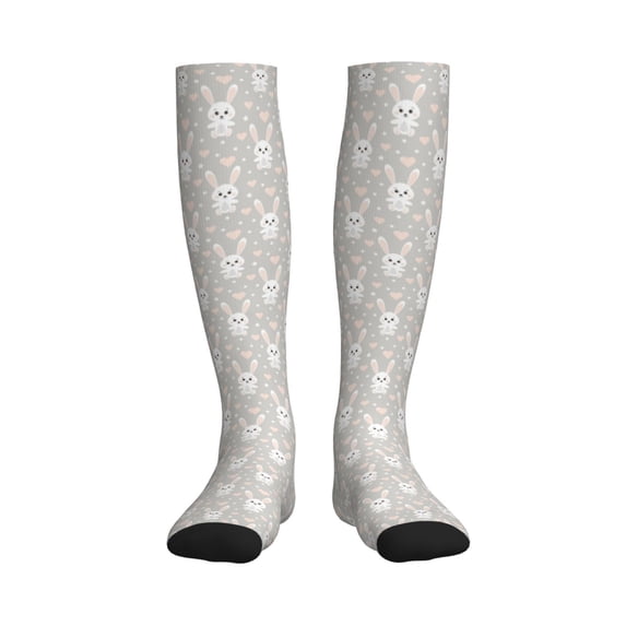Bixox Rabbit And Heart Print Compression Socks,Compression Socks Women & Men Circulation for Medical,Running,Athletic