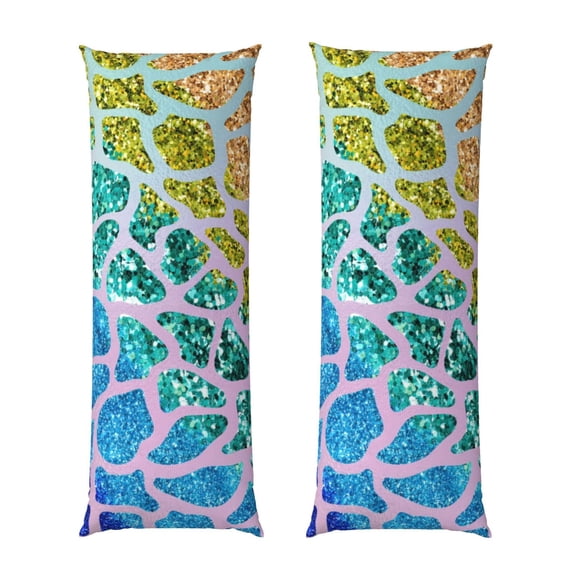 Bixox Rainbow Glitter Print Body Pillow Cover with Zipper Closure, Cozy Fuzzy Fleece Body Pillow Case Cover 20 x 54 Inches,Long Body Pillow Pillowcase
