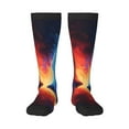 Bixox Red And Blue Fire Wolf Patterned Men's and Women's Knee Socks