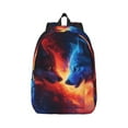 thumbnail image 1 of Bixox Red And Blue Fire Wolf Printing Canvas Backpack Lightweight Casual Travel Backpack School Backpack Fits 15.6 Inch Notebook, 1 of 5