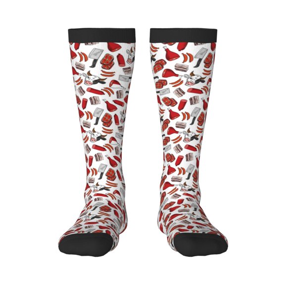 Bixox Red Food Patterned Men's and Women's Knee Socks High Socks Outdoor Sports Socks
