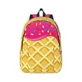 thumbnail image 1 of Bixox Red Ice Cream Printing Canvas Backpack Lightweight Casual Travel Backpack School Backpack Fits 15.6 Inch Notebook, 1 of 5
