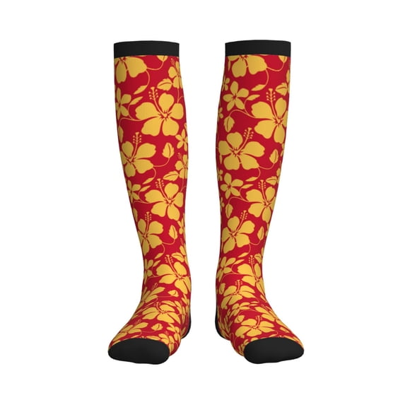 Bixox Red Vintage Flowers Print Compression Socks,Compression Socks Women & Men Circulation for Medical,Running,Athletic