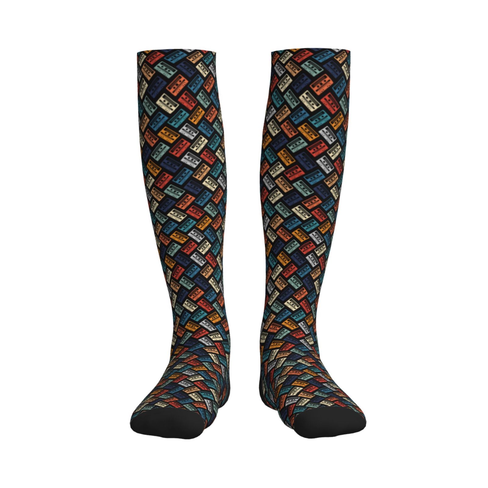 Bixox Retro Tape Print Compression Socks,Compression Socks Women & Men ...