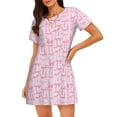 thumbnail image 1 of Bixox Ribbon Bow Pattern Women's Nightgown, Soft & Breathable Sleepwear, Round Neck Knee-Length Pajama Dress,Loungewear for Home & Sleep, 1 of 7