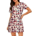 thumbnail image 1 of Bixox Rocket Pattern Pattern Women's Nightgown, Soft & Breathable Sleepwear, Round Neck Knee-Length Pajama Dress,Loungewear for Home & Sleep, 1 of 7