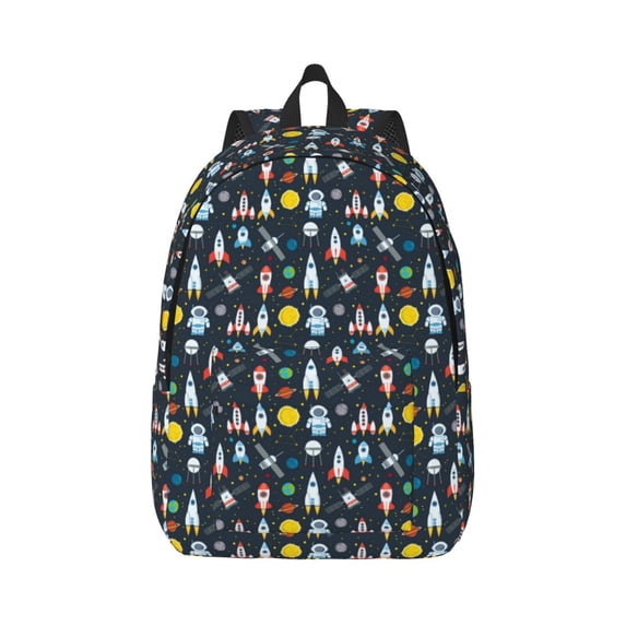 Bixox Rocket Space Printing Canvas Backpack Lightweight Casual Travel Backpack School Backpack Fits 15.6 Inch Notebook