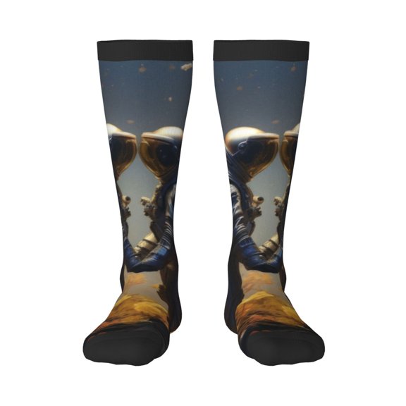 Bixox Romantic Flower Astronaut Couple Patterned Men's and Women's Knee Socks High Socks Outdoor Sports Socks