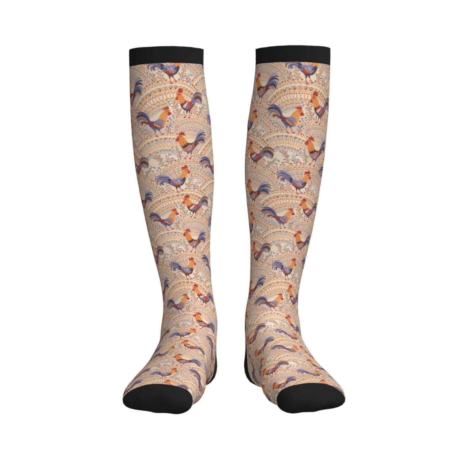 Bixox Roosters In Floral Print Compression Socks,Compression Socks ...