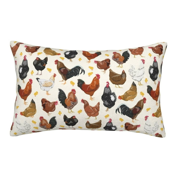 Bixox Roosters and Chickens Printed Pillow Protector,Super Soft Ideal for Home,Guests,Rentals - 14"x20"
