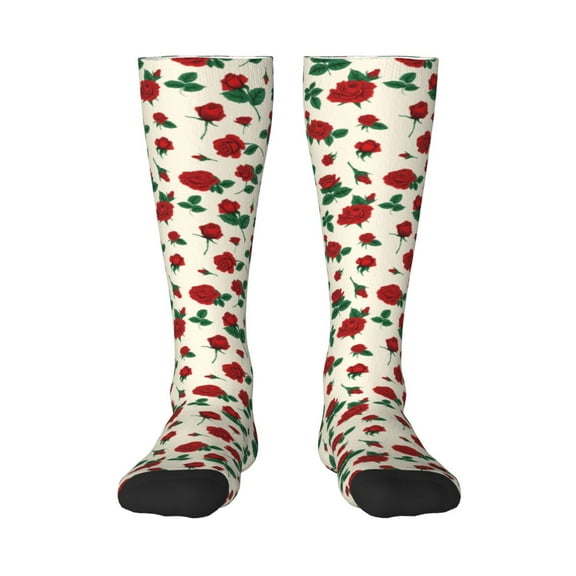 Bixox Rose Flowers Patterned Men's and Women's Knee Socks High Socks Outdoor Sports Socks