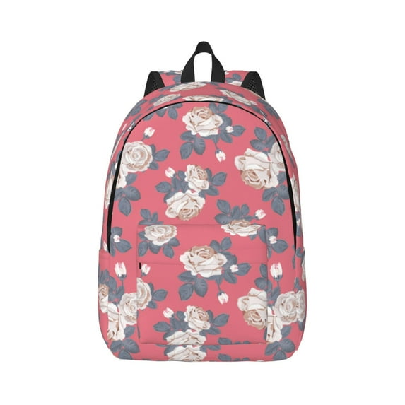 Bixox Rose Flowers Printing Canvas Backpack Lightweight Casual Travel Backpack School Backpack Fits 15.6 Inch Notebook